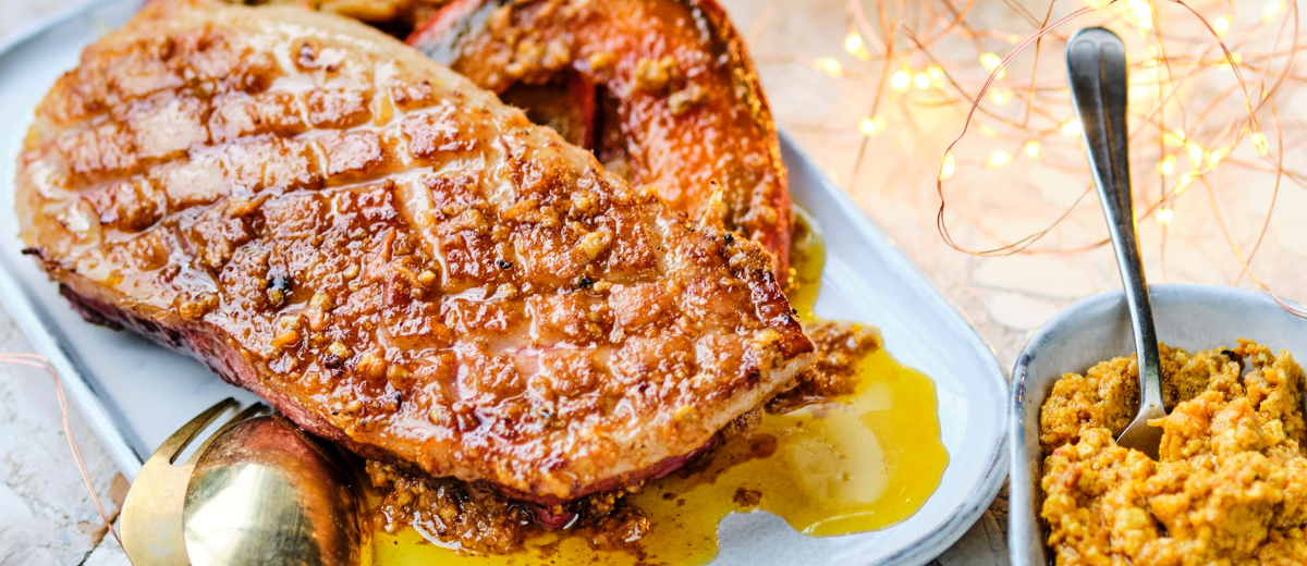 Magret de canard mandarine et miel, courge rôtie