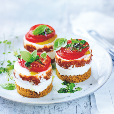 Mini cheesecakes tomates & basilic