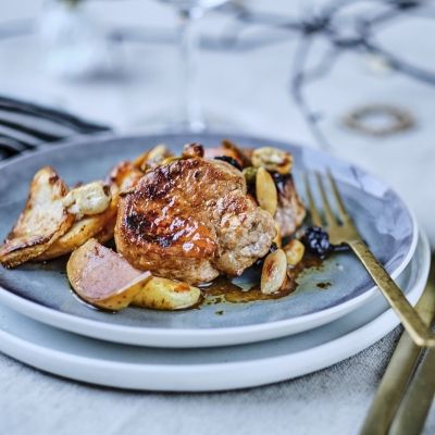 Filet mignon laqué au miel et fruits secs