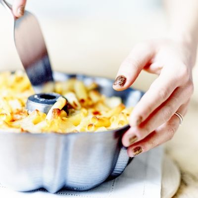 Pasta bake with tomatoes and basil