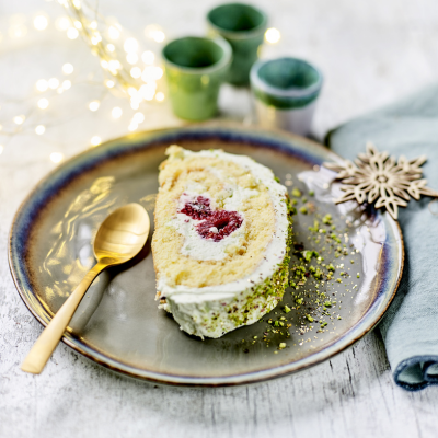 Bûche de Noël pistache & framboise