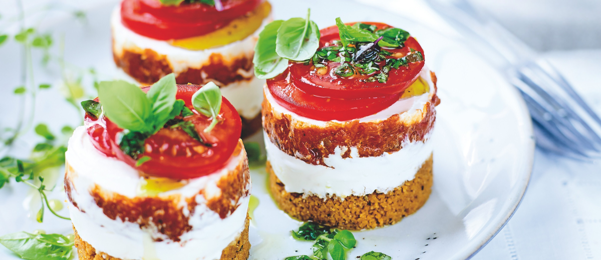 Mini cheesecakes tomates & basilic