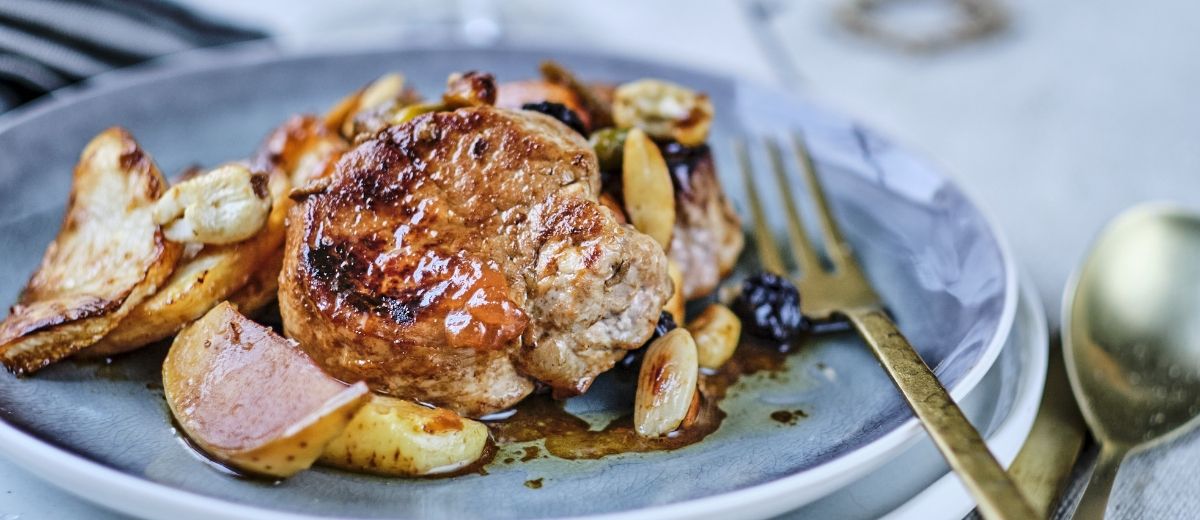 Filet mignon laqué au miel et fruits secs