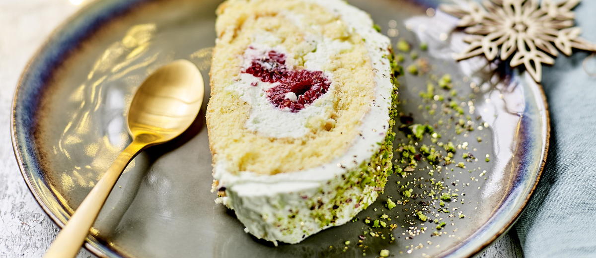 Bûche de Noël pistache & framboise