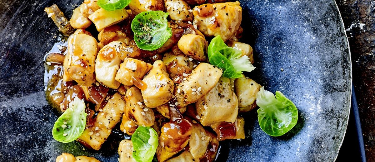 Wok poulet et crème de sésame